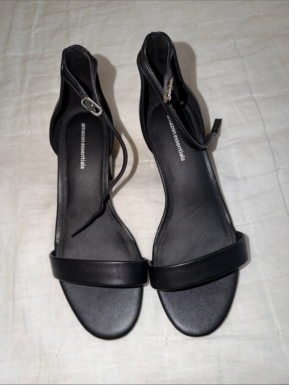 Amazon Essentials Black Open-Toe Ankle-Strap Heels